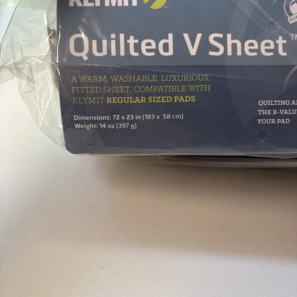 Klymit V Sheet for your Static V Sleeping Pad Quilted 72x23 in NEW IN PACKAGE
